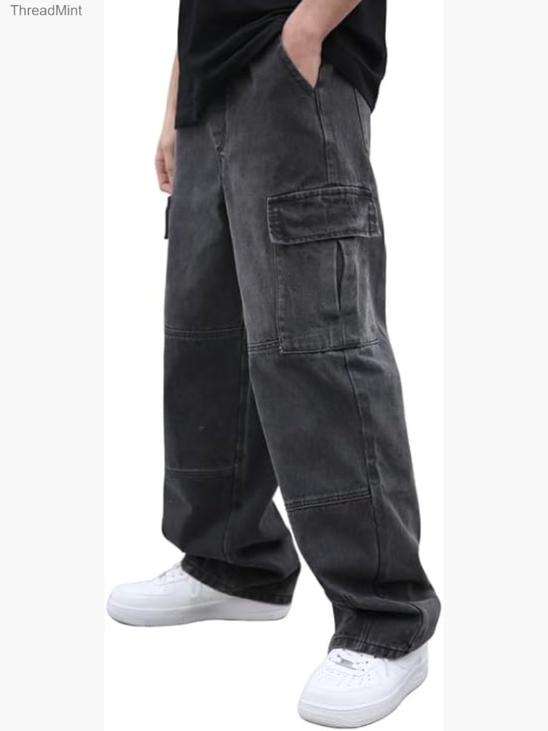 Baggy Cargo Jeans Wide Leg Hip Hop Streetwear Denim Pants